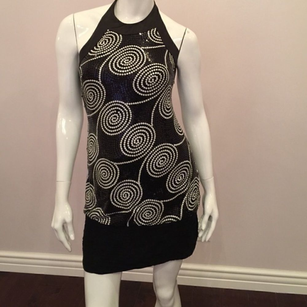 black and white sequence dress